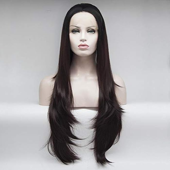 DILLARDS Women's Long Straight Hand Tied Front Lace Synthetic Wig - Image 1